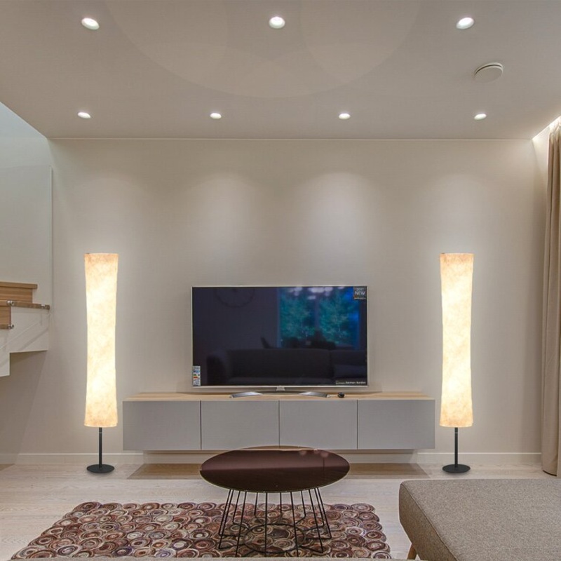 59" Color Changing LED Column Floor Lamp With White Rectangular Shade By Homeroots