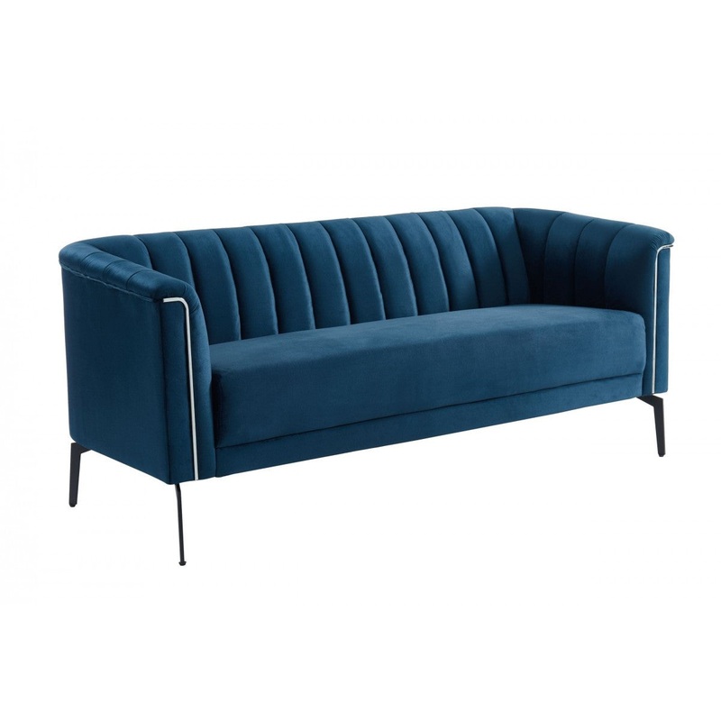76" Blue Three Person Standard Metal Legs Sofa By Homeroots