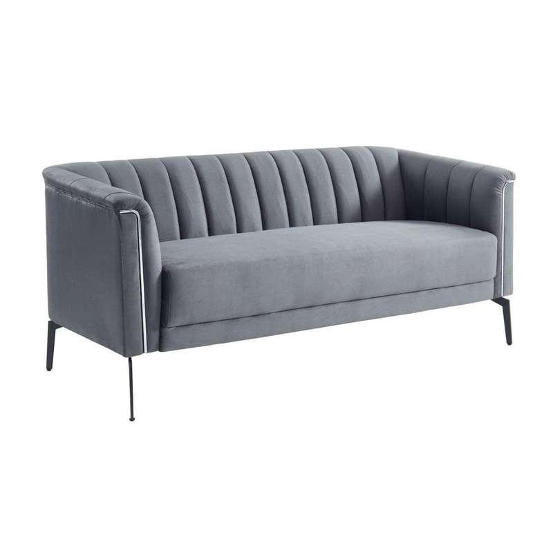76" Dark Grey Three Person Standard Metal Legs Sofa By Homeroots