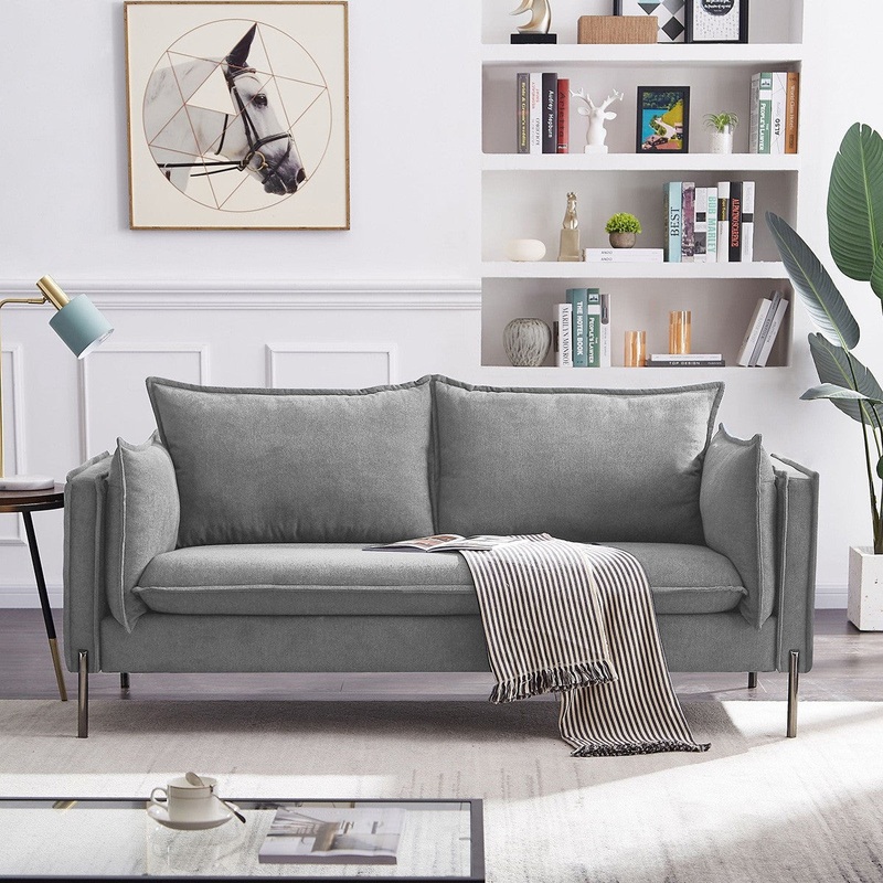 87" Grey Three Person Standard Metal Legs Sofa By Homeroots