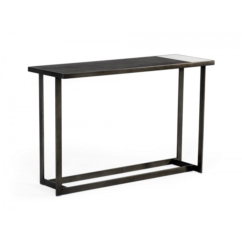 Asymmetrical 47" Antiqued Bronze Grey And Ceramic Console Table By Homeroots
