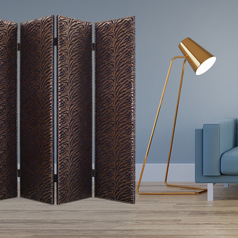 Bronze Wood & Fabric Screen By Homeroots - 274732