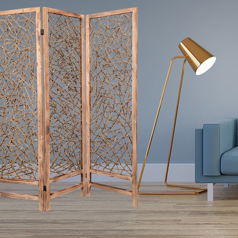 Brown 3 Panel Wood Foldable Screen By Homeroots - 274729