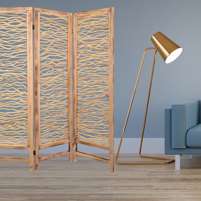 Brown 3 Panel Wood Foldable Screen By Homeroots - 274730