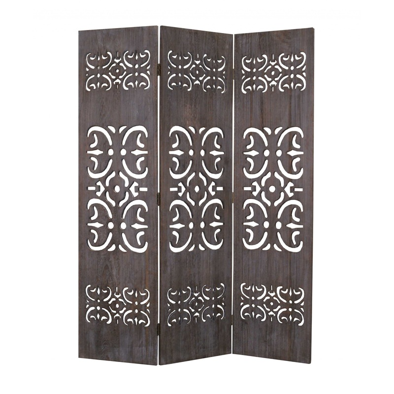 Brown 3 Panel Wood Screen By Homeroots