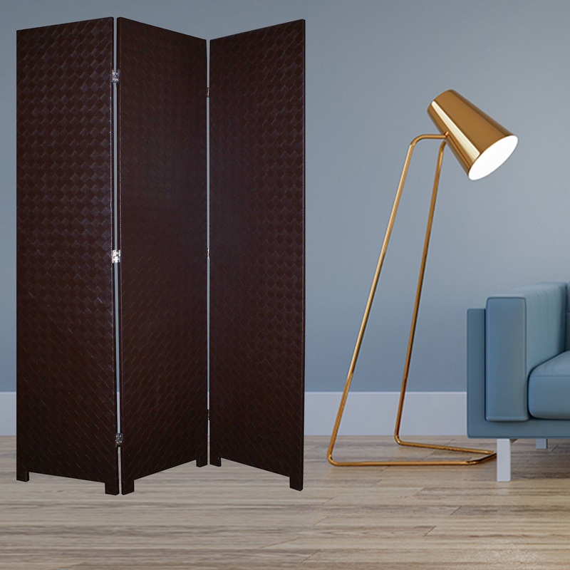 Brown Criss Cross Faux Leather Screen By Homeroots