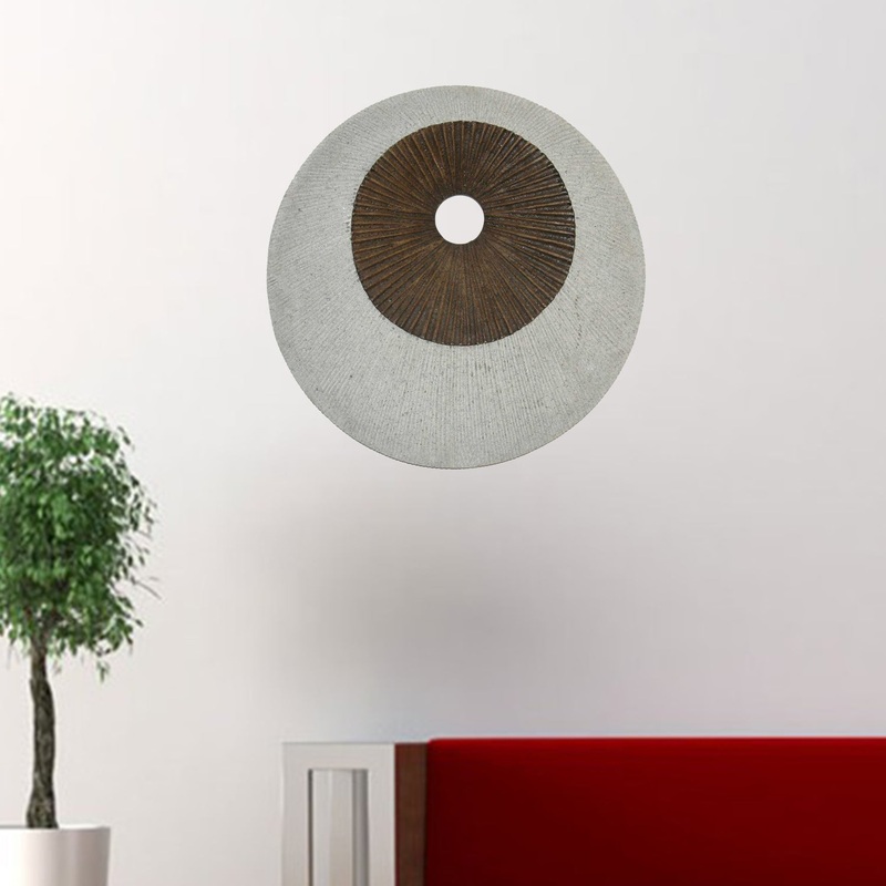 Brown & Gray Round Double Layer Ribbed Wall Decor By Homeroots - 274769
