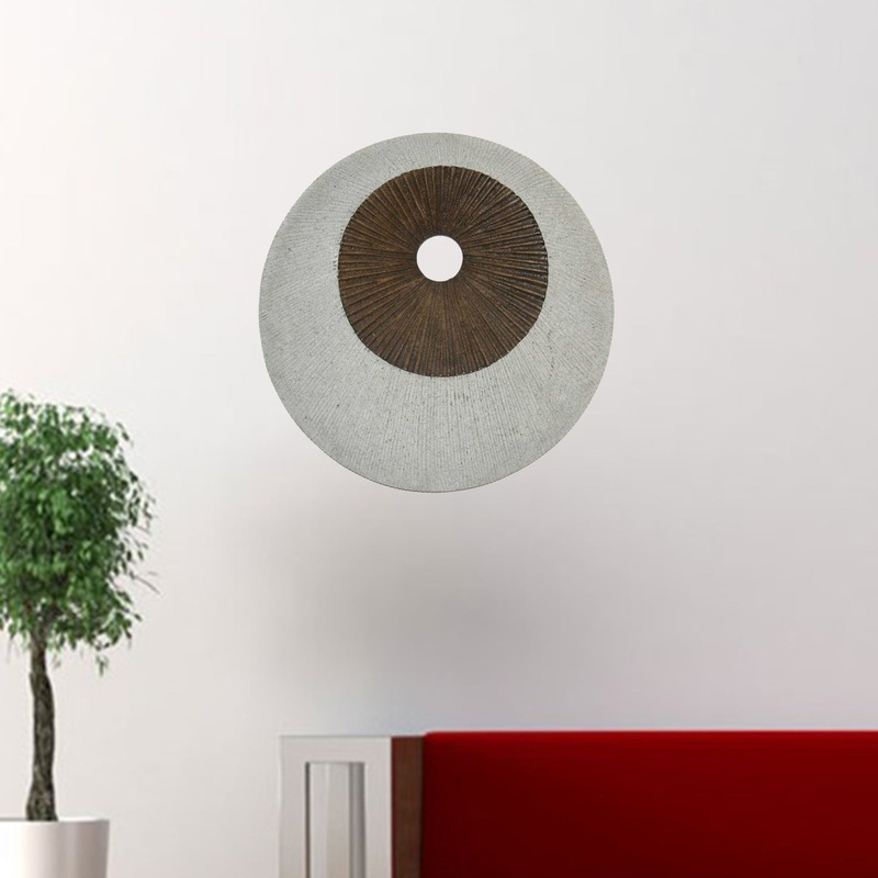 Brown & Gray Round Double Layer Ribbed Wall Decor By Homeroots - 274770