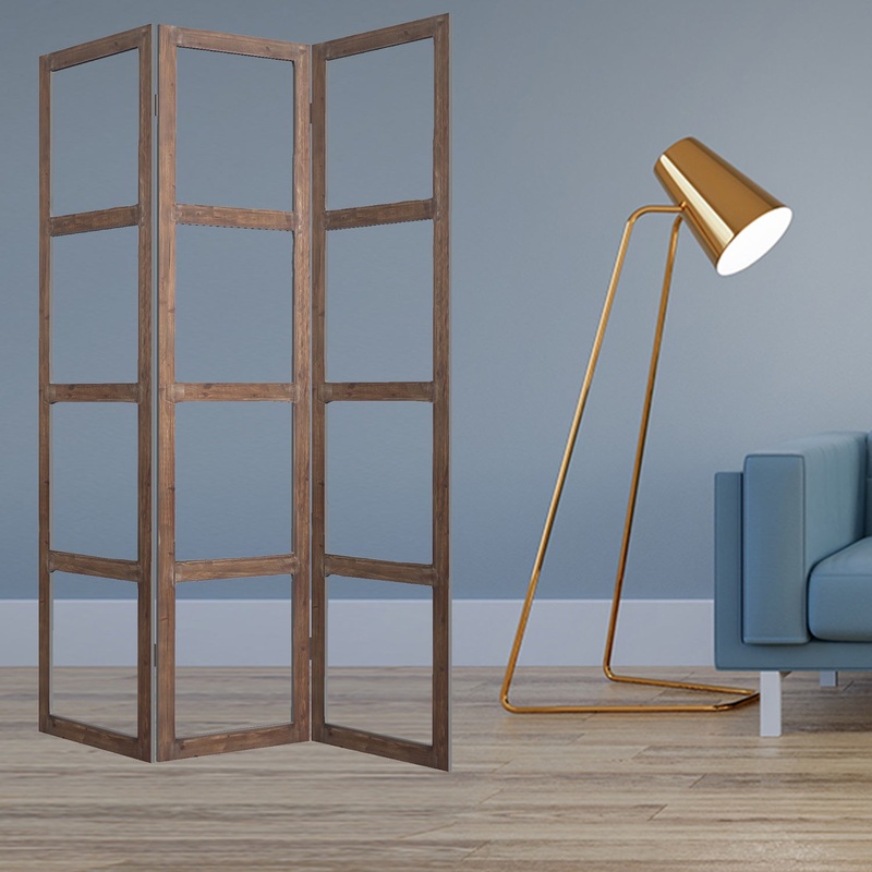 Brown Wood Glass Screen By Homeroots