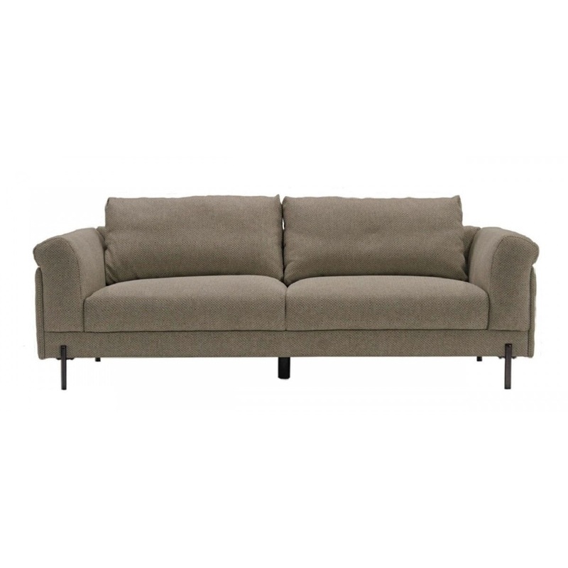 Contemporary 84" Tan Sofa With Two Cushions By Homeroots