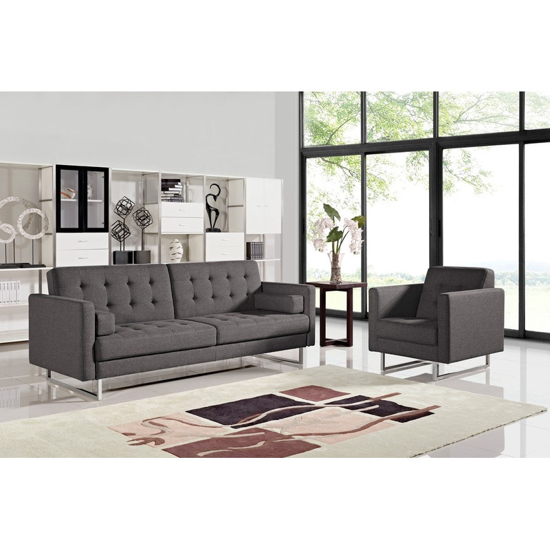Contemporary Grey Sofa Bed With Steel Legs By Homeroots