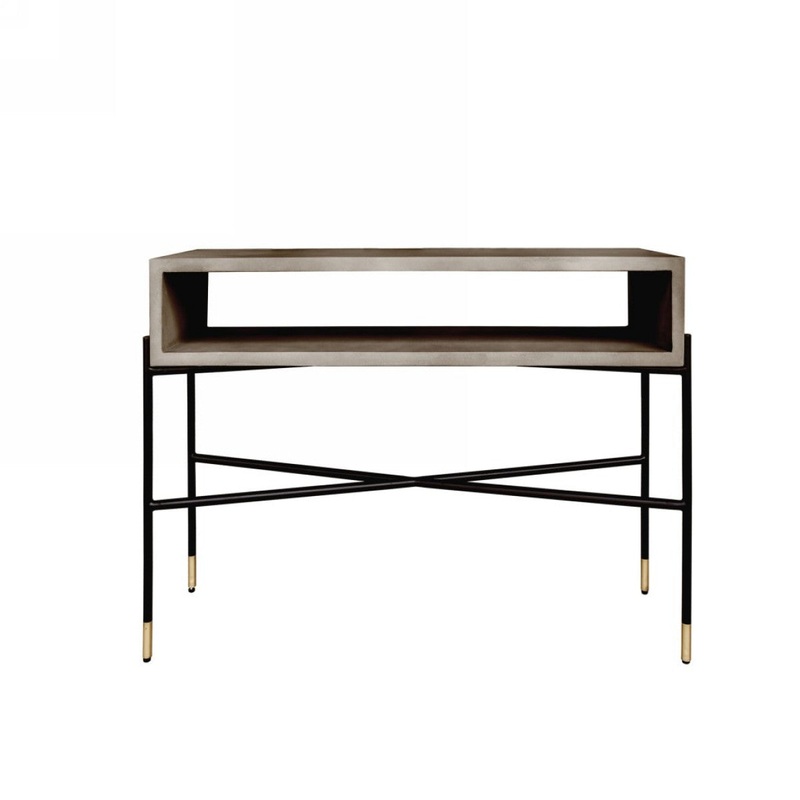 Industrial 45" Concrete And Metal Console Console Table By Homeroots