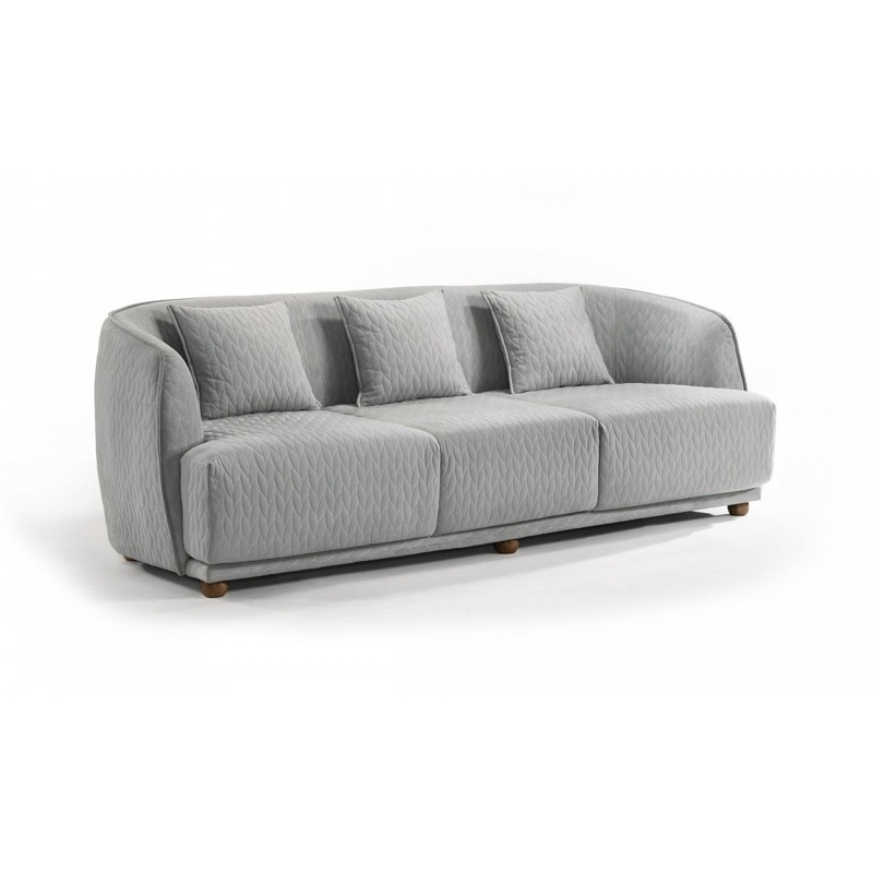 Modern 68" Light Gray Quilted Sofa By Homeroots