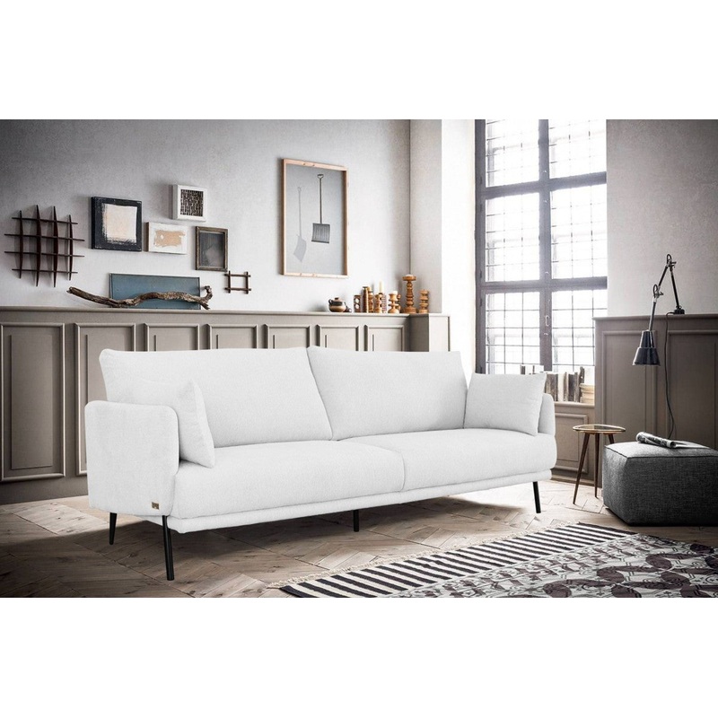 Modern 77" White and Black Fabric Loveseat By Homeroots