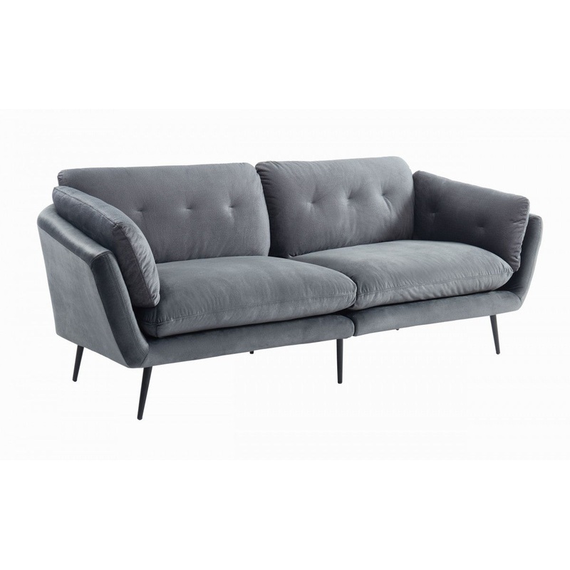 Modern 84" Dark Grey Sofa With Two Cushions By Homeroots