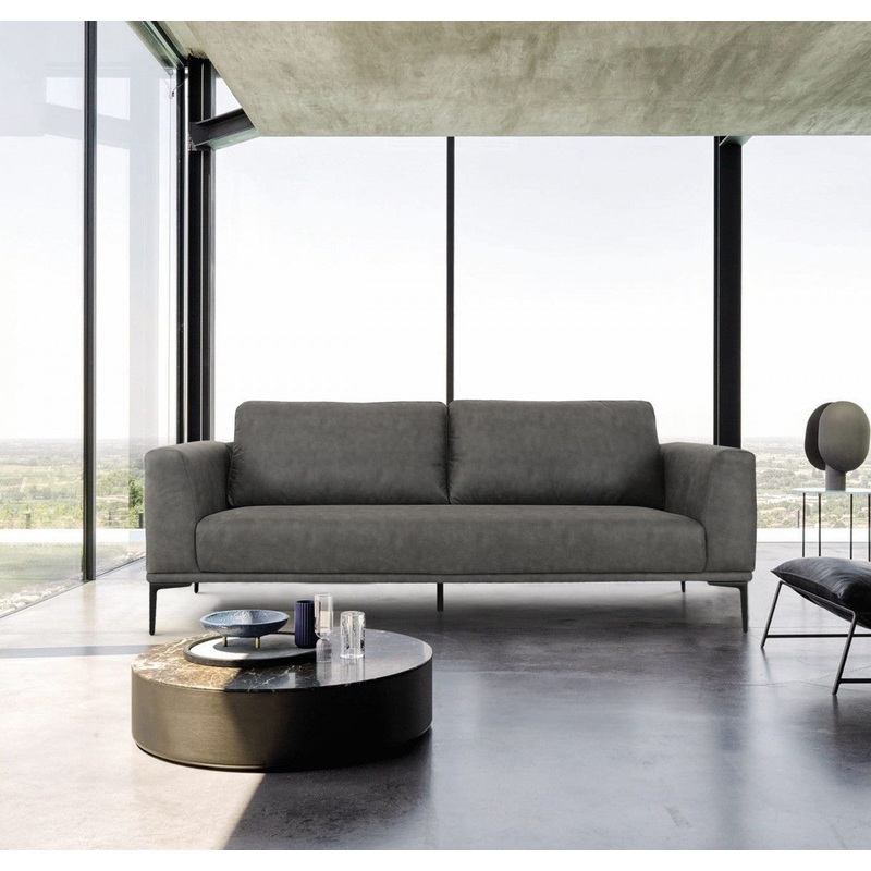 Modern 87" Dark Grey Sofa With Removable Back Cushions By Homeroots