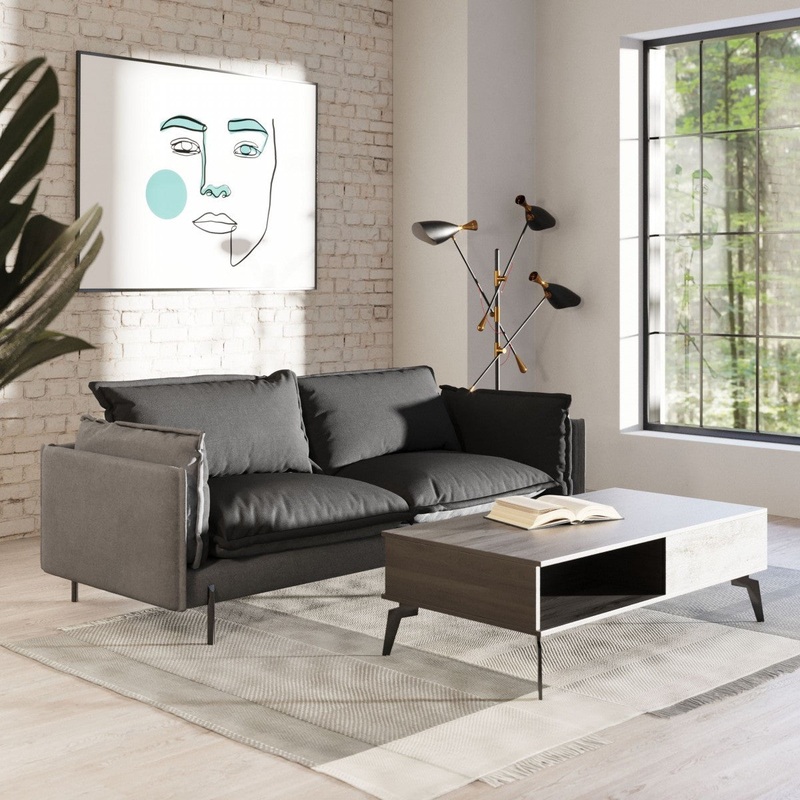 Modern 87" Two Tone Grey Sofa With Reversible Cushions By Homeroots