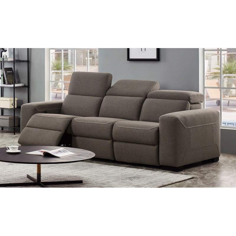 Modern 89" Brown Sofa With Two Recliners By Homeroots