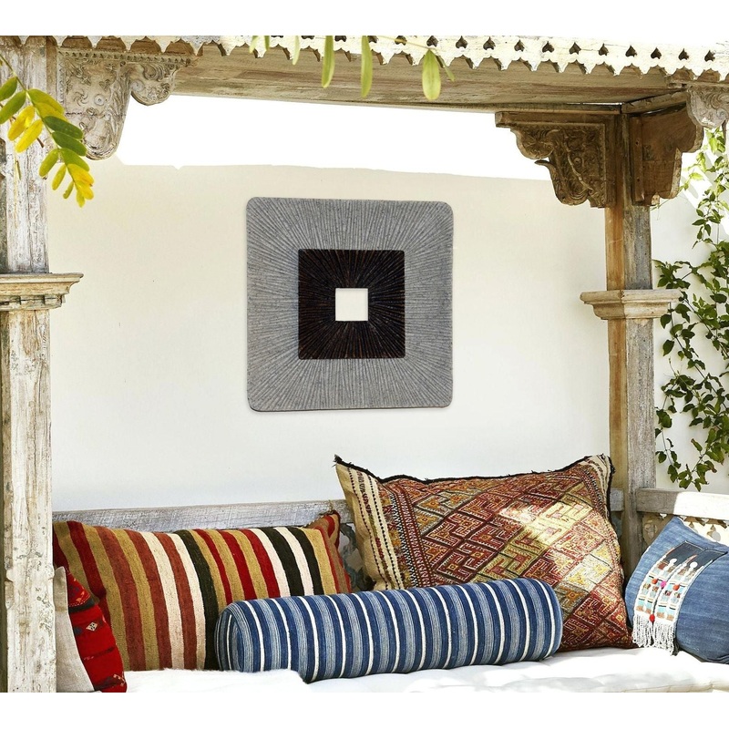 Modern Brown and Gray Ribbed Square Wall Art By Homeroots