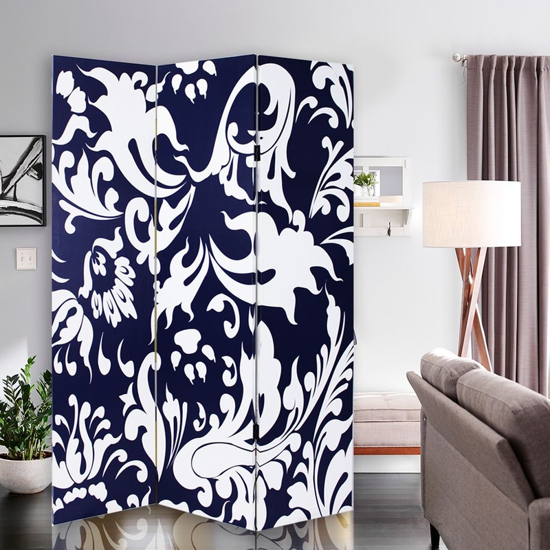 Multi Color Wood Canvas 3 Panel Screen By Homeroots - 274754