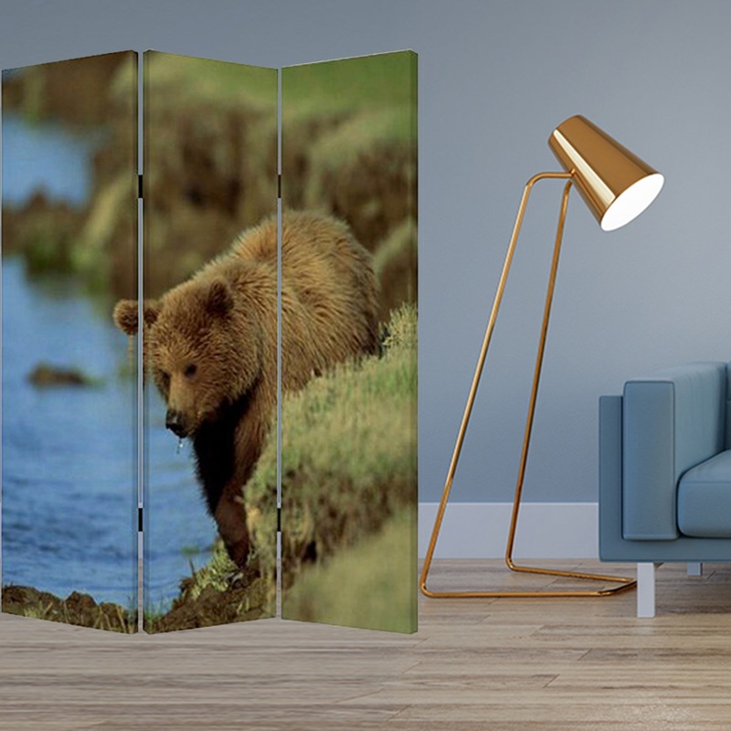 Multi Color Wood Canvas Bear Screen By Homeroots