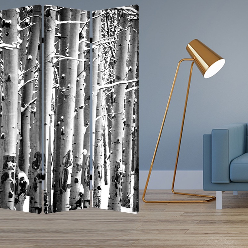 Multi Color Wood Canvas Birch Screen By Homeroots