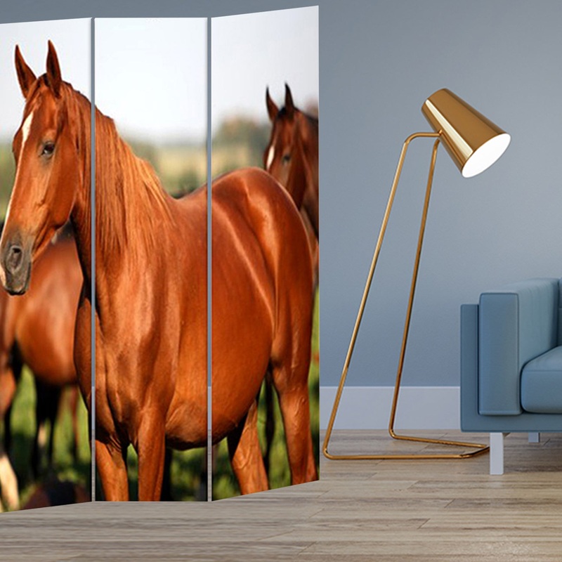 Multi Color Wood Canvas Horse Screen By Homeroots