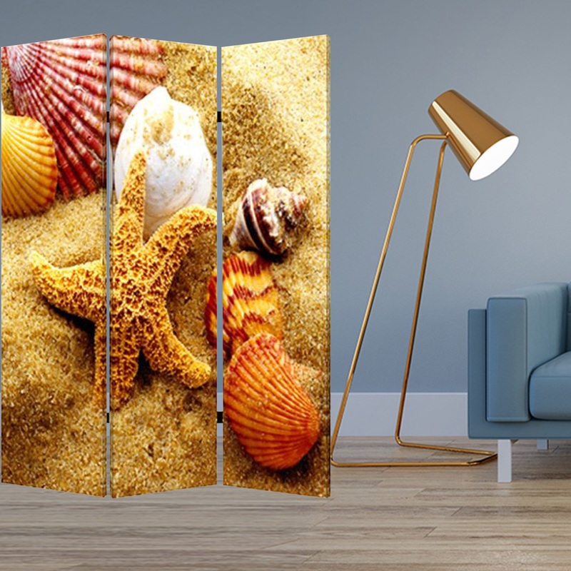 Multi Color Wood Canvas Sea Shell Screen By Homeroots