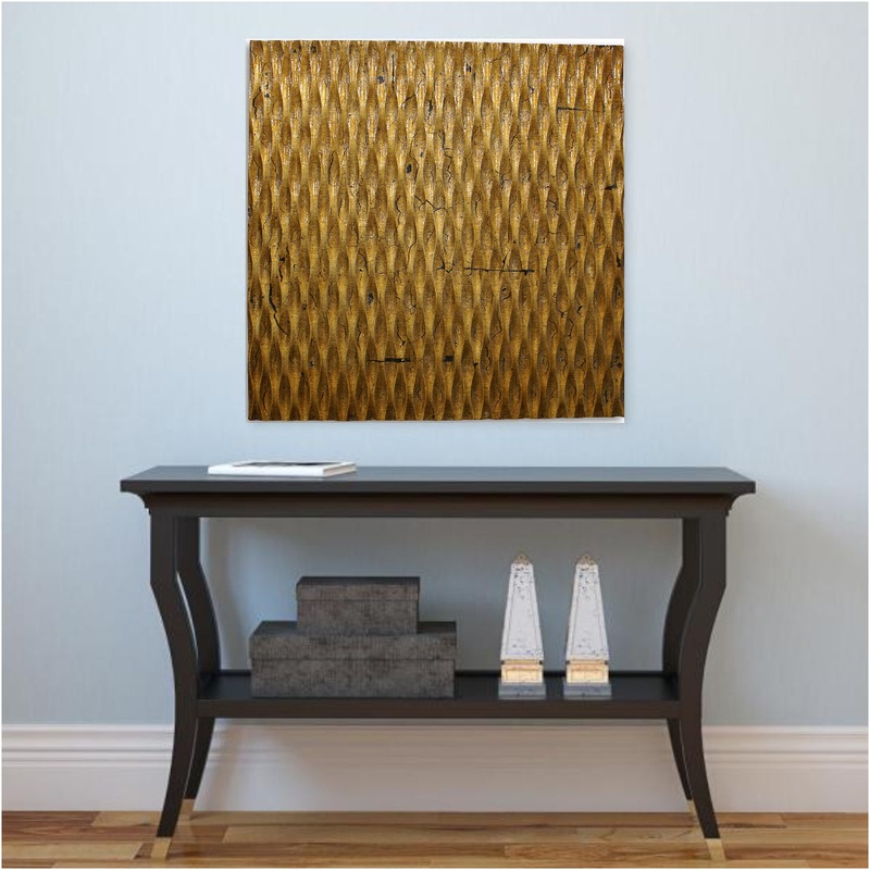 Raw Wood Look Gold Finish Square Wall Art By Homeroots