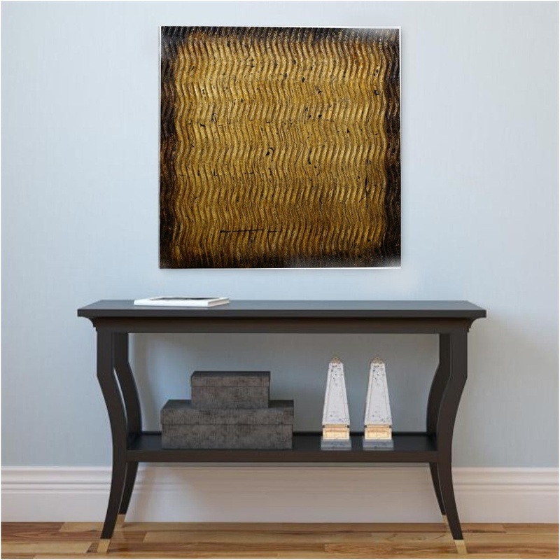 Raw Wood Look Gold Finish Square Wall Art Medium By Homeroots