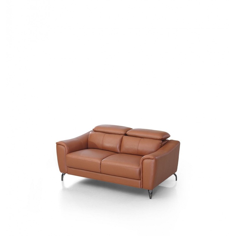 Urban 65" Brown Leather Adjustable Headrest Loveseat By Homeroots