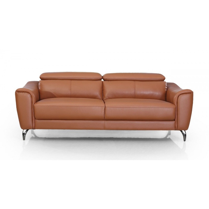 Urban 80" Brown Leather Adjustable Headrest Sofa By Homeroots