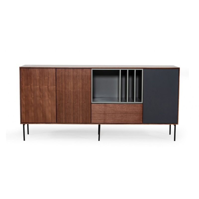 Urban Warm 71" Brown Gray and Charcoal Buffet Server By Homeroots