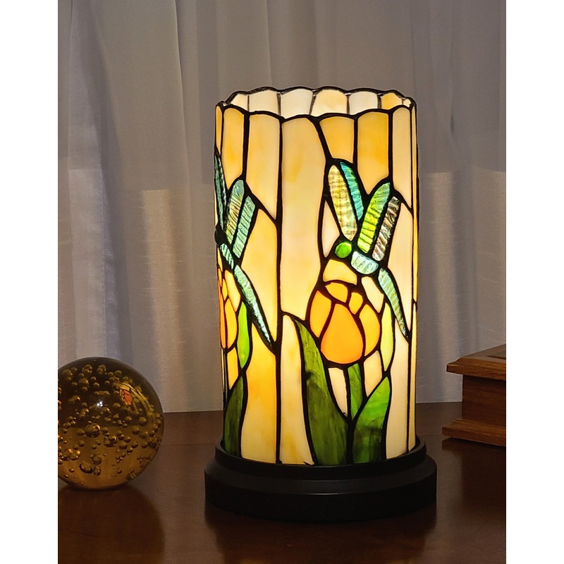 11" Tiffany Style Dragonfly Floral Accent Table Lamp By Homeroots