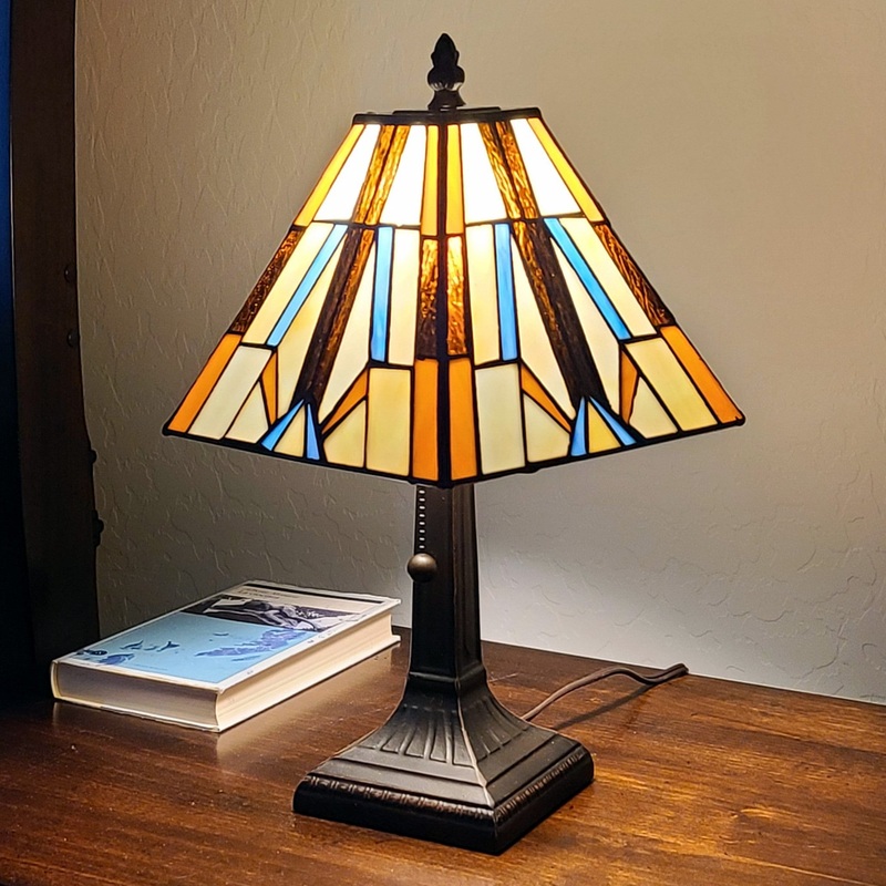16" Tiffany Style Mission Style Squared Shade Table Lamp By Homeroots