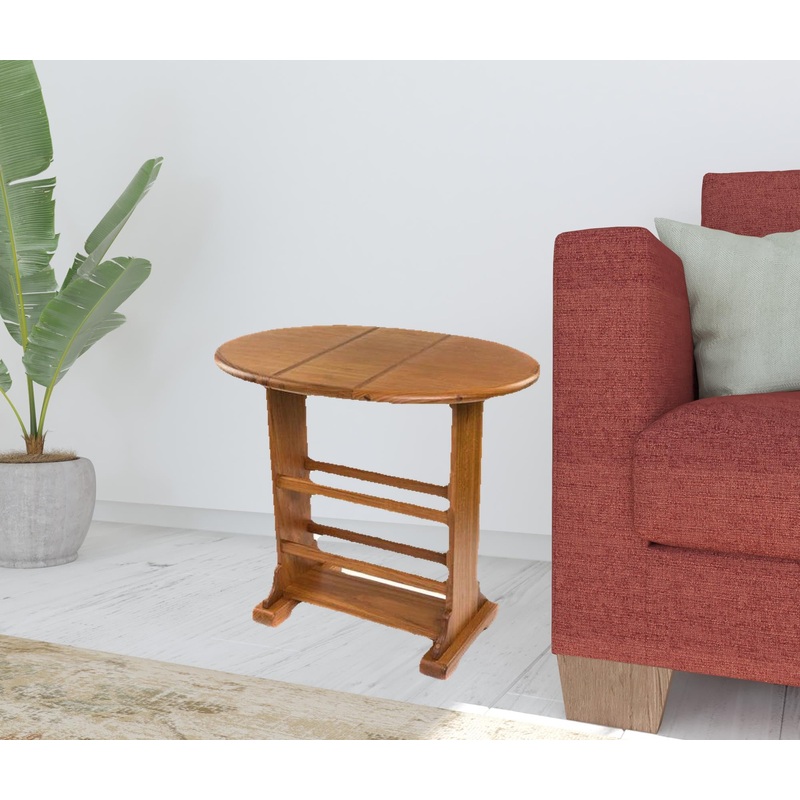 18" Brown Solid Wood Oval End Table By Homeroots