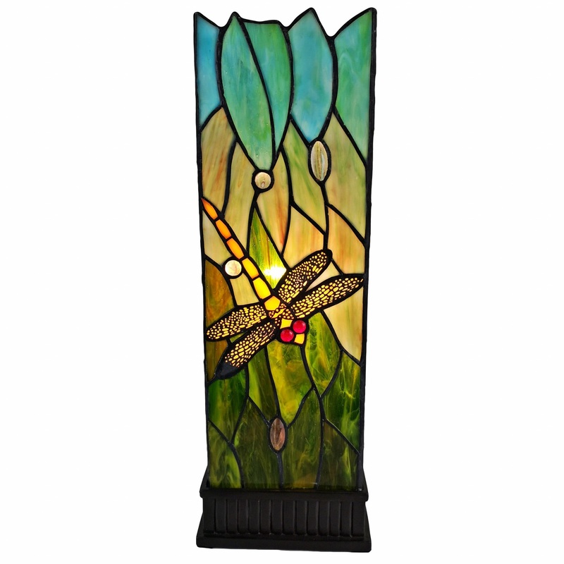 18" Tiffany Style Dragonfly Dark Brown Base Table Lamp By Homeroots