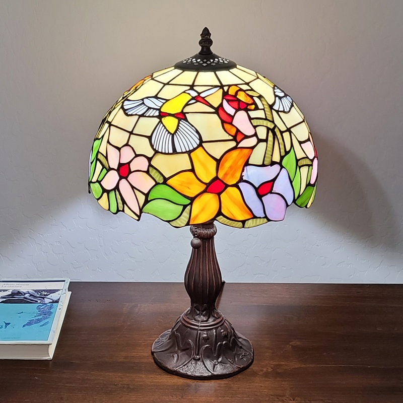 18" Tiffany Style Floral Table Lamp By Homeroots