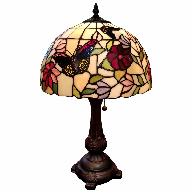 19" Tiffany Style Butterfly Table Lamp By Homeroots