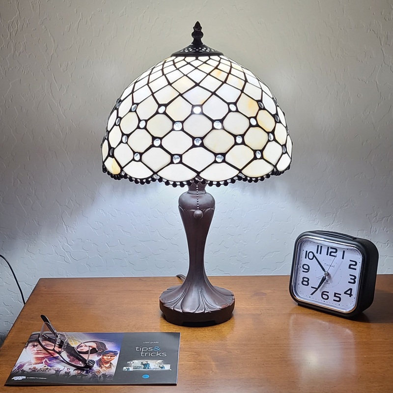 19" Tiffany Style Jeweled Glass Shade Table Lamp By Homeroots