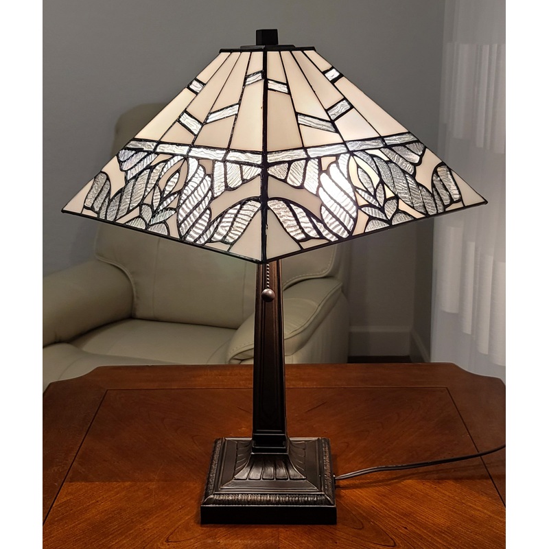 23" Stained Glass Leafy Vintage Two Light Mission Style Table Lamp By Homeroots