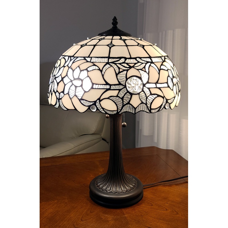 23" Stained Glass Two Light Jeweled Vintage Accent Table Lamp By Homeroots