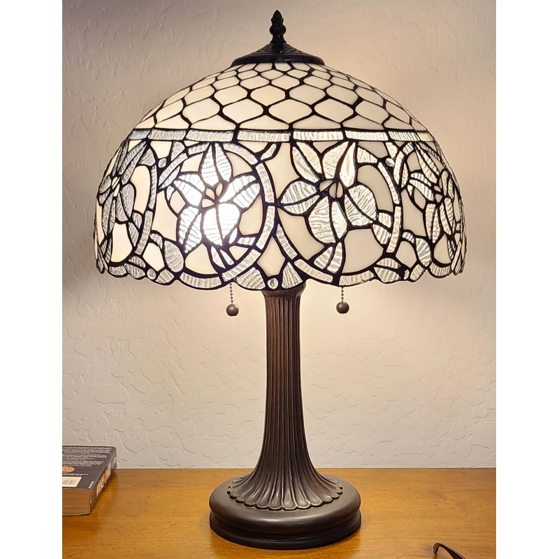 24" Stained Glass Two Light Flowery Accent Table Lamp By Homeroots