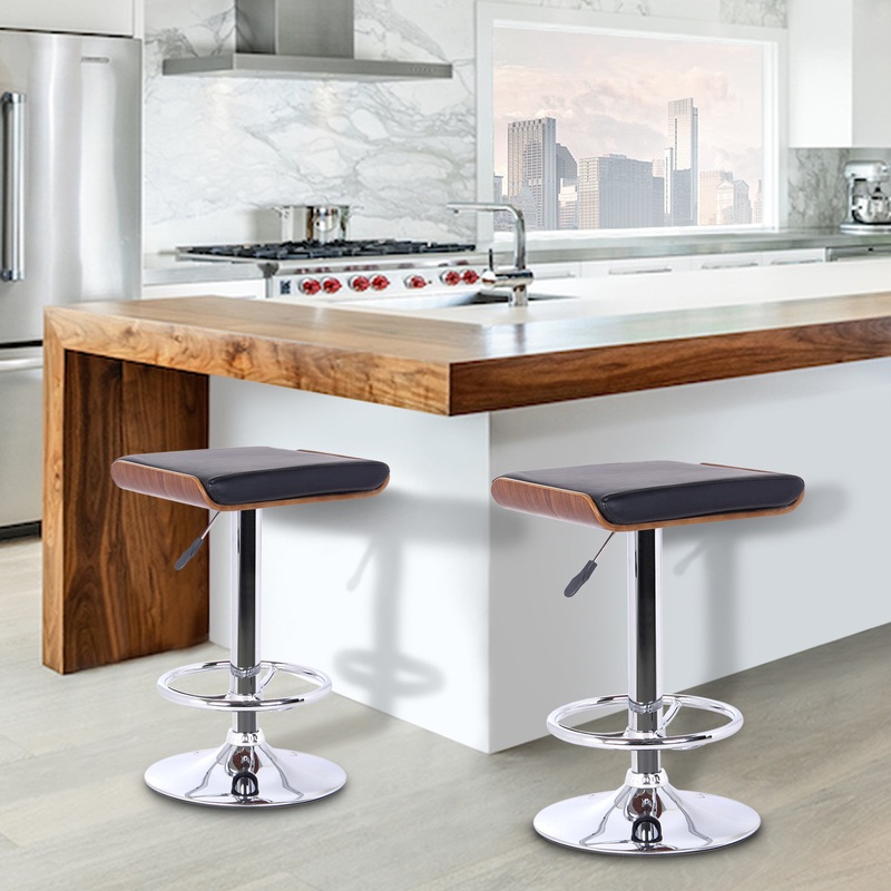 26" Black Faux Leather Chrome Finished Bar Stool By Homeroots