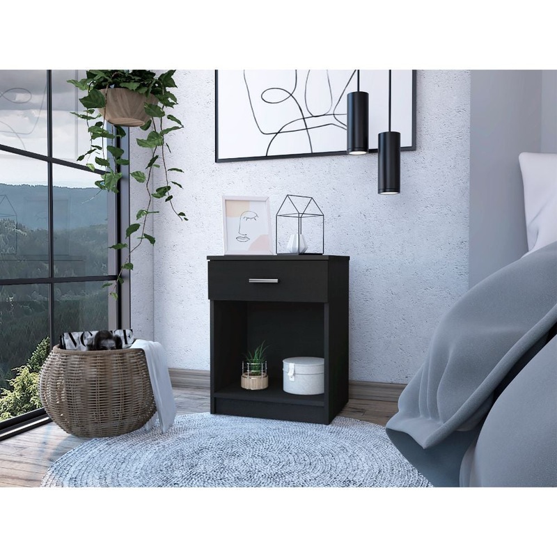 Modern and Eco Black Bed and Bath Nightstand By Homeroots