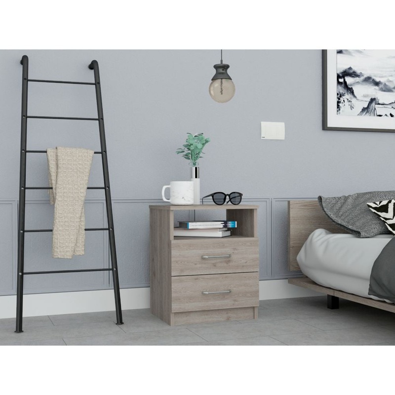Modern and Stylish Light Grey Particle Bedroom Nightstand By Homeroots