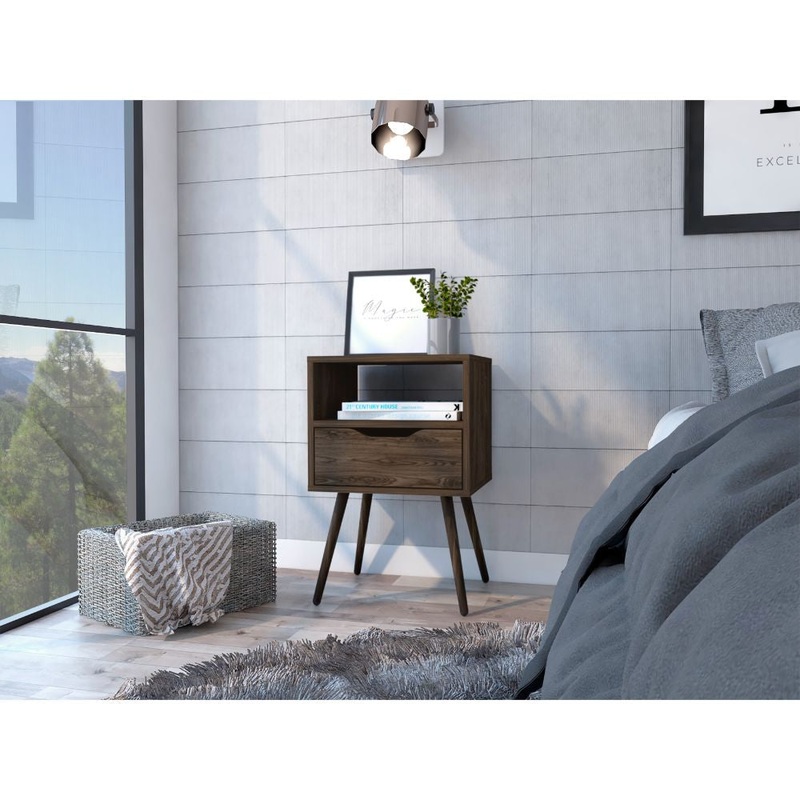 Modern Dark Walnut Bedroom Nightstand By Homeroots
