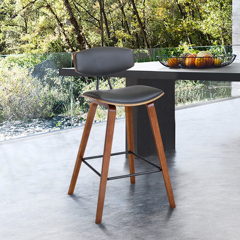 29 Gray Faux Leather Mid Century Modern Bar Stool By Homeroots