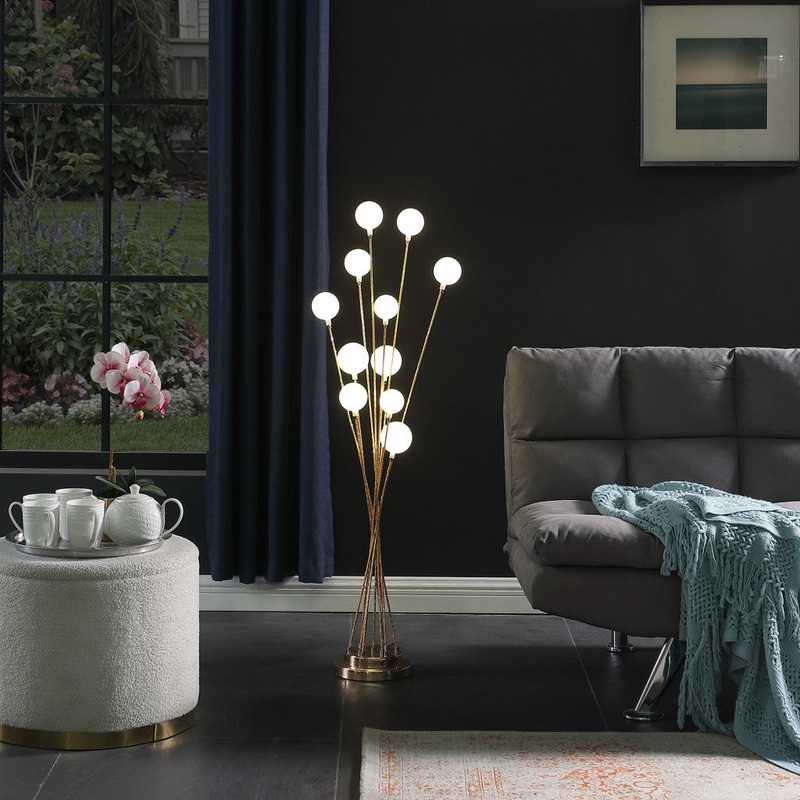 46" Golden Chrome Contemporary Multi Light LED Floor Lamp By Homeroots