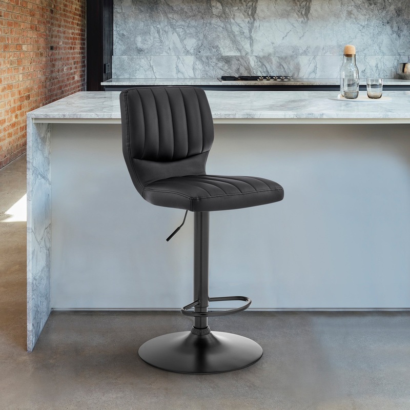 Black Faux Leather Textured Adjustable Bar Stool By Homeroots